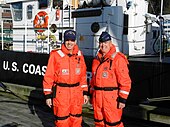 Lt. Gen. Michael Dubie (right) poses with Coast Guard Rear Adm. Daniel Abel (left) in front of USCGC Elderberry on 27 October 2014. Lt. Gen. Dubie visits Coast Guard 17th District 141027-G-ZZ999-004.jpg