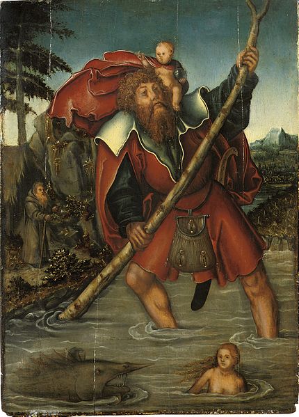 File:Lucas Cranach d.Ä. (u. Werkst.) - Der heilige Christophorus mit dem Jesuskind überquert einen Bach.jpg