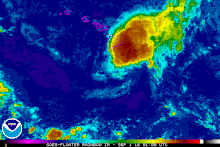 Rainbow infrared satellite loop of Madeline making its closest approach to Hawaii on September 1 Madeline Rainbow 20160901 0100 UTC.gif