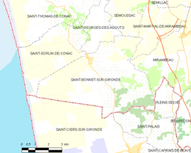 Mapa obce Saint-Bonnet-sur-Gironde