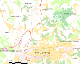 Mapa obce Ussac