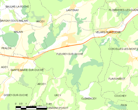 Mapa obce Fleurey-sur-Ouche