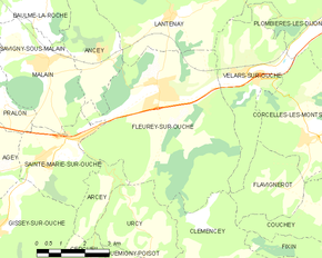 Poziția localității Fleurey-sur-Ouche