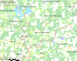 Mapa obce Faux-la-Montagne