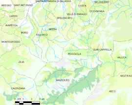 Mapa obce Pioggiola