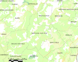 Mapa obce Marcilhac-sur-Célé