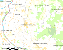 Mapa obce Saint-Pierre-le-Moûtier