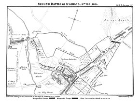 Map of the battle Map for Second Battle of St Alban's by Ramsay.jpg