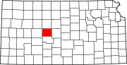 Map of Kansas highlighting Rush County