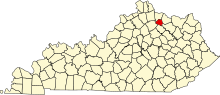 Location of Robertson County in Kentucky Map of Kentucky highlighting Robertson County.svg