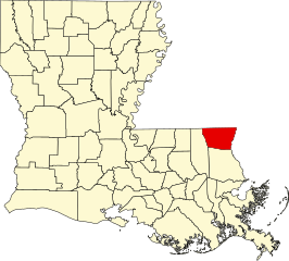 Locatie van Washington Parish in Louisiana