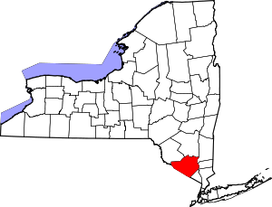 Location of Orange County in New York Map of New York highlighting Orange County.svg