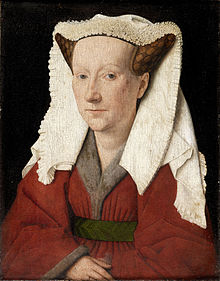 Portrait of Margaret van Eyck, 41.2 x 34.6 cm, 1439. Groeningemuseum, Bruges Margareta van Eyck.jpg