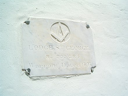 Plaque of Lodge St. George, the 1797 Masonic Lodge which has been housed in Bermuda's former State House since 1815
