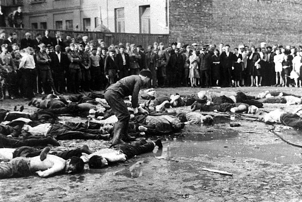 Kaunas pogrom in German-occupied Lithuania, June 1941. Photograph attributed to Wilhelm Gunsilius.