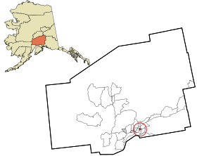 Matanuska-Susitna Borough Alaska incorporated and unincorporated areas Palmer highlighted.svg
