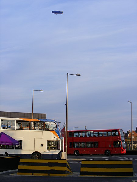 File:Media Mall bus station - 19690 "Mick Ronson" with the Goodyear blimp (7761147948).jpg