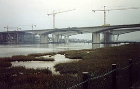 The new viaducts under construction in the early 2000s Medway Bridges under construction - geograph.org.uk - 1103.jpg