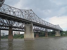 Three bridges over the Mississippi Memphis Arkansas Bridge Memphis TN 2012-07-22 016.jpg