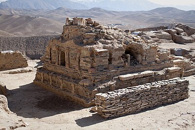 Newly excavated Buddhist stupa at Mes Aynak in Logar Province of Afghanistan. Similar stupas have been discovered in neighboring Ghazni Province, including in the northern Samangan Province.