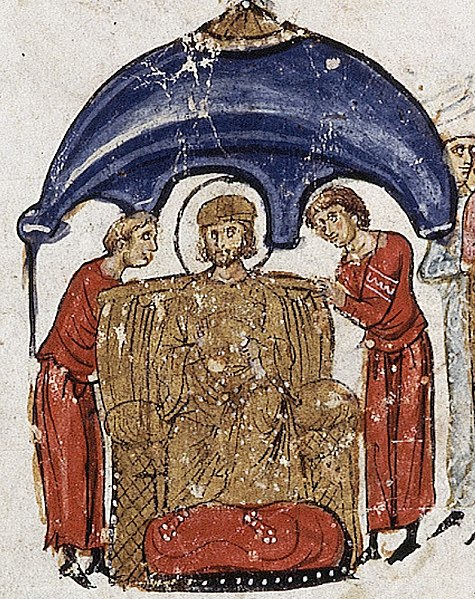 Michael I, as depicted in the 12th century Madrid Skylitzes.