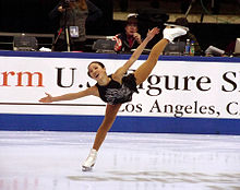 Michelle Kwan izotzean irristazten.