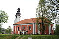 Čeština: Kostel svatého Mikuláše v Mníšku u Liberce (pohled od východu z Oldřichovské ulice). This is a photo of a cultural monument of the Czech Republic, number: 39901/5-4388. Památkový katalog  · MIS  · hledat obrázky  · hledat seznamy  · Wikidata