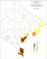 Розселення албанців по муніципалітетах, %, 1953.