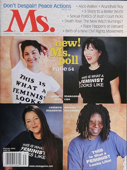 Manheim (lower left) on the Spring 2003 cover of Ms. magazine