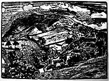 Woodcut of Musbury Tor by Bob Frith