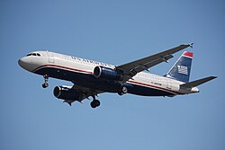 Посадка A320-232 US Airways в аэропорту Ванкувера