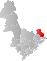 Mapa do condado de Agder com Gjerstad em destaque.