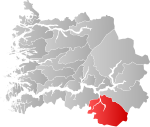 Mapa do condado de Sogn og Fjordane com Aurland em destaque.