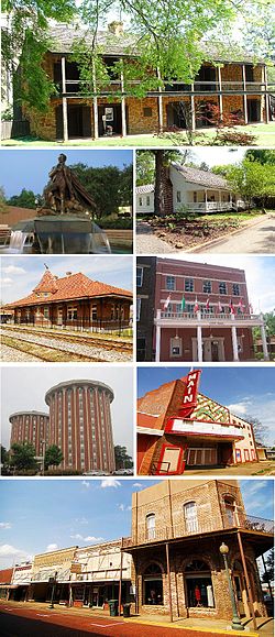 Clockwise from top: Old Stone Fort, Adolph Stern House, Nacogdoches City Hall, Nacogdoches downtown, Gladys E. Steen Dorms, Depot, Stephen F. Austin statue