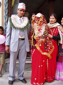 A bride and a bridegroom in Nepal