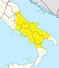 Εύρος των νότιων ιταλικών διαλέκτων (Ναπολιτάνικα).
