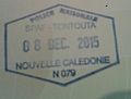 Previous style exit stamp at La Tontouta International Airport in New Caledonia