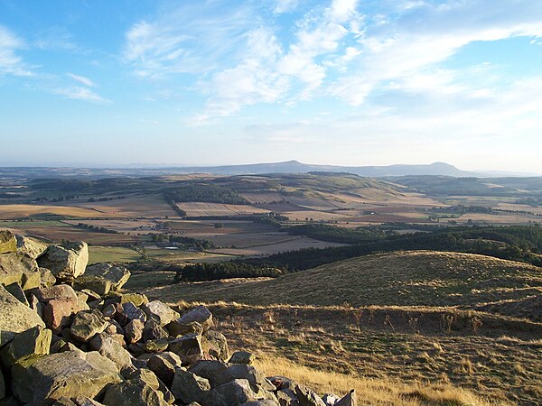 Looking across the farmland of North East Fife to the distant Lomond Hills