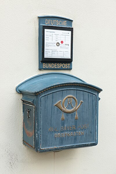 File:Old Bavarian post box in Marktplatz in The UNESCO World Heritage Site of Rothenburg ob der Tauber, a living, working double-walled Medieval city in southern Germany.jpg