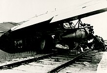 The only aircraft lost to an accident in 1931 (registration PH-AFK), having suffered an engine failure on take-off; all passengers and crew survived. Ongeval met de Fokker F.IX PH-AFK op 4 augustus 1931 op Waalhaven (2161 026708).jpg