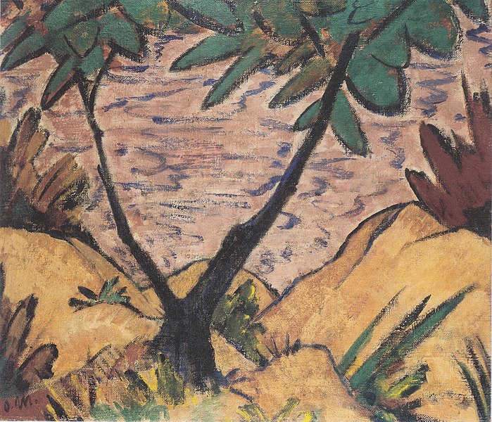 File:Otto Mueller - Landschaft mit gegabeltem Baum - ca1920.jpeg