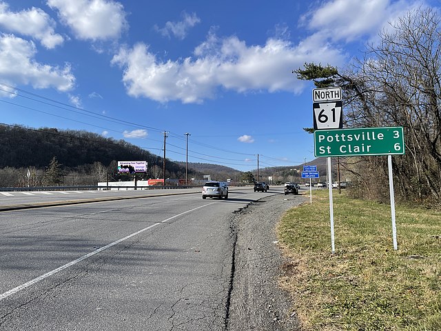 PA 61 northbound past PA 183 in North Manheim Township