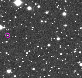 2014년 1월 카탈리나 천체 탐사에서 촬영한 2014 AA. 당시 2014 AA는 지구에서 달 거리만큼 지구에서 떨어져 있었다.