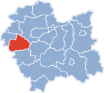 Localização do Condado de Wadowice na Pequena Polónia.