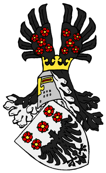 Eagle decapitate (without head), coat of arms of German nobility von der Hoven, alias: "Pampus".