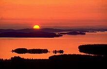 Sunsubiro ĉe la Lago Pielinen