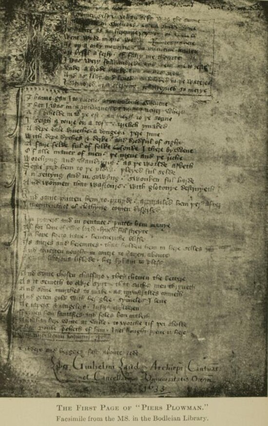 Piers Plowman, a 17th-century copy of the original 14th-century allegorical narrative poem by William Langland