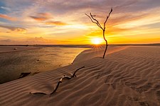 Sunset in Baixa Grande, an oasis in the middle of National Park Lençóis Maranhenses Brunonogaki