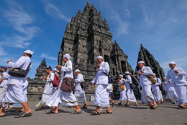 Hindu Parikrama ceremony at Prambanan temple, originally consisted of hundreds of temples, built and expanded in the period between the reign of Salad