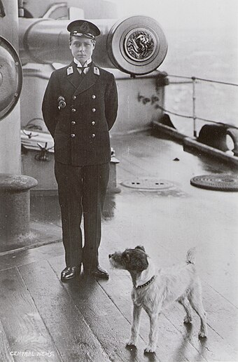 As a midshipman on board HMS Hindustan, 1910